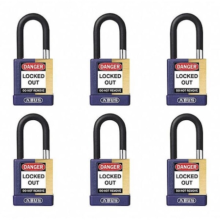 Keyed Padlock, Open, Rectangular Steel Body, Hardened Steel Shackle, 3/4 in W, 6 PK MPN:20081