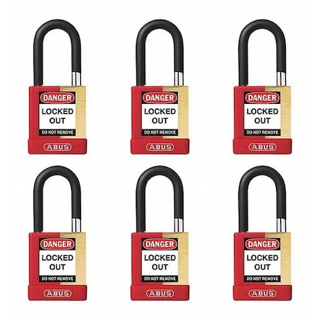 Keyed Padlock, Open, Rectangular Steel Body, Hardened Steel Shackle, 3/4 in W, 6 PK MPN:20082