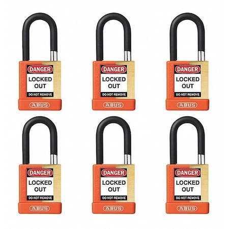 Keyed Padlock, Open, Rectangular Steel Body, Hardened Steel Shackle, 3/4 in W, 6 PK MPN:20085