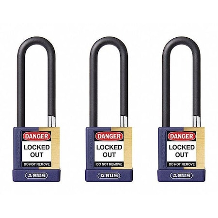 Keyed Padlock, Open, Rectangular Steel Body, Hardened Steel Shackle, 3/4 in W, 3 PK MPN:20106