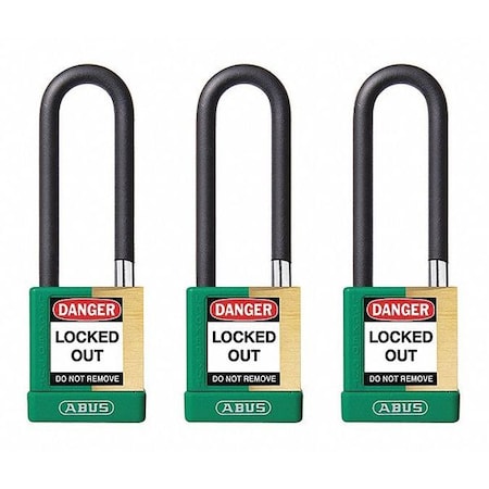 Keyed Padlock, Open, Rectangular Steel Body, Hardened Steel Shackle, 3/4 in W, 3 PK MPN:20108
