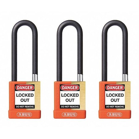 Keyed Padlock, Open, Rectangular Steel Body, Hardened Steel Shackle, 3/4 in W, 3 PK MPN:20110