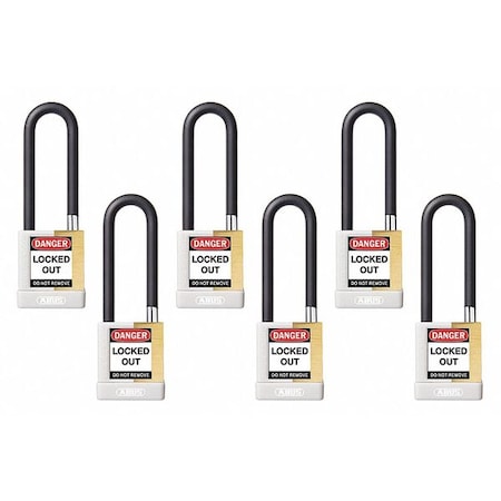 Keyed Padlock, Open, Rectangular Steel Body, Hardened Steel Shackle, 3/4 in W, 6 PK MPN:20114