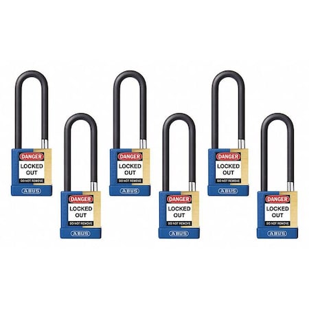 Keyed Padlock, Open, Rectangular Steel Body, Hardened Steel Shackle, 3/4 in W, 6 PK MPN:20116