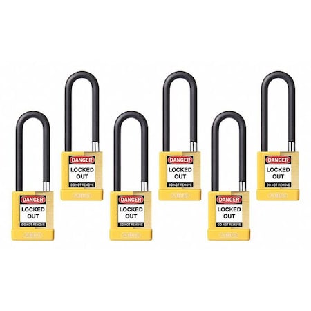 Keyed Padlock, Open, Rectangular Steel Body, Hardened Steel Shackle, 3/4 in W, 6 PK MPN:20118