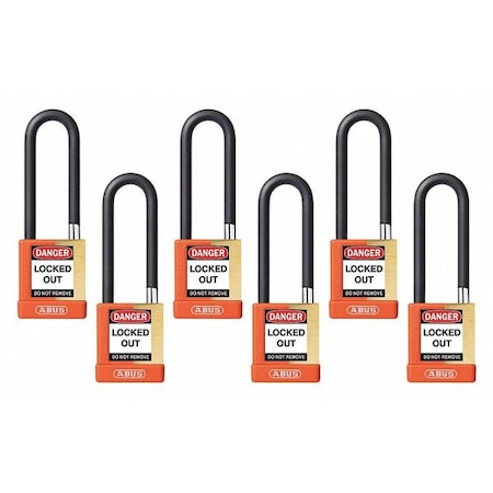 Keyed Padlock, Open, Rectangular Steel Body, Hardened Steel Shackle, 3/4 in W, 6 PK MPN:20119