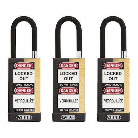 Keyed Padlock, Open, Rectangular Steel Body, Hardened Steel Shackle, 3/4 in W, 3 PK MPN:20121