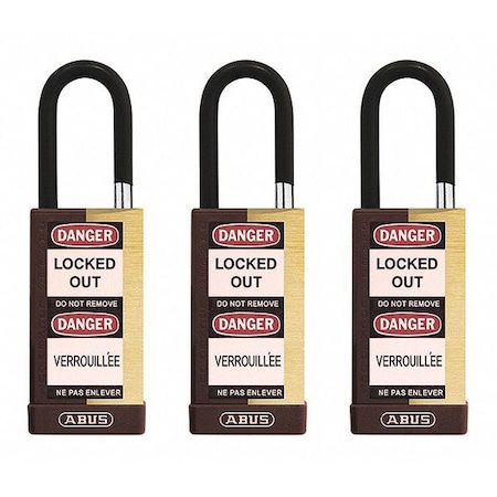 Keyed Padlock, Open, Rectangular Steel Body, Hardened Steel Shackle, 3/4 in W, 3 PK MPN:20122