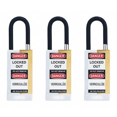 Keyed Padlock, Open, Rectangular Steel Body, Hardened Steel Shackle, 3/4 in W, 3 PK MPN:20123