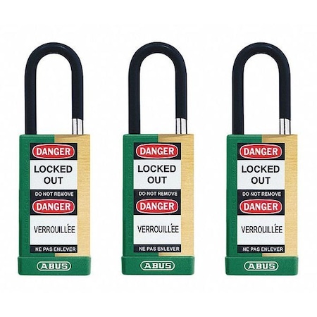 Keyed Padlock, Open, Rectangular Steel Body, Hardened Steel Shackle, 3/4 in W, 3 PK MPN:20126