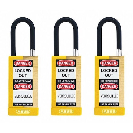 Keyed Padlock, Open, Rectangular Steel Body, Hardened Steel Shackle, 3/4 in W, 3 PK MPN:20127