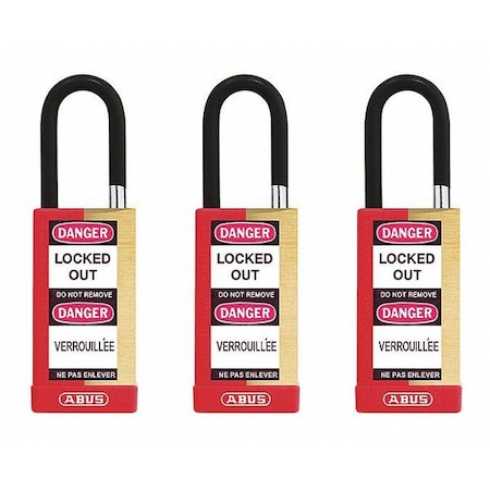 Keyed Padlock, Open, Rectangular Steel Body, Hardened Steel Shackle, 3/4 in W, 3 PK MPN:20129
