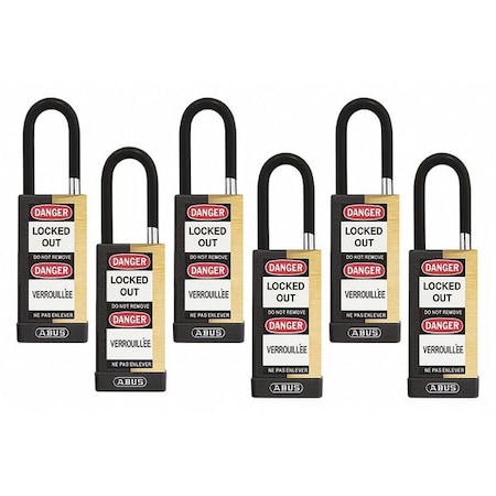 Keyed Padlock, Open, Rectangular Steel Body, Hardened Steel Shackle, 3/4 in W, 6 PK MPN:20130