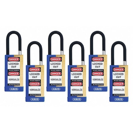 Keyed Padlock, Open, Rectangular Steel Body, Hardened Steel Shackle, 3/4 in W, 6 PK MPN:20134