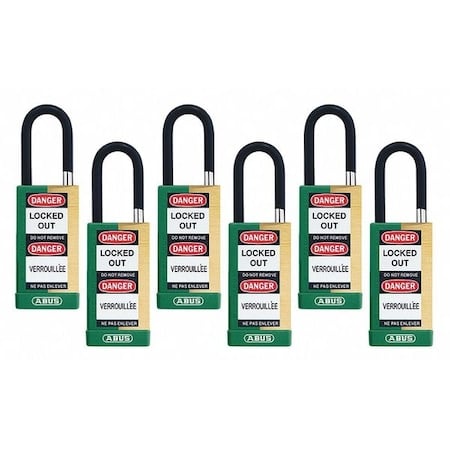 Keyed Padlock, Open, Rectangular Steel Body, Hardened Steel Shackle, 3/4 in W, 6 PK MPN:20135