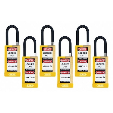 Keyed Padlock, Open, Rectangular Steel Body, Hardened Steel Shackle, 3/4 in W, 6 PK MPN:20136