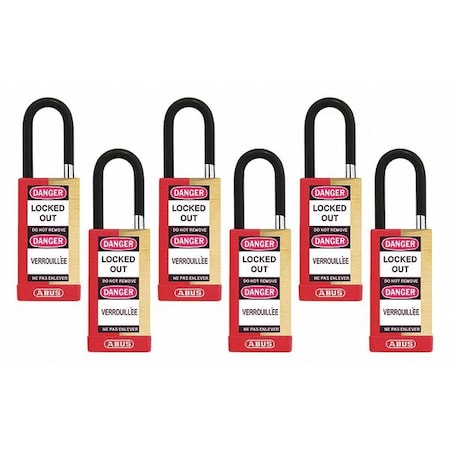 Keyed Padlock, Open, Rectangular Steel Body, Hardened Steel Shackle, 3/4 in W, 6 PK MPN:20138