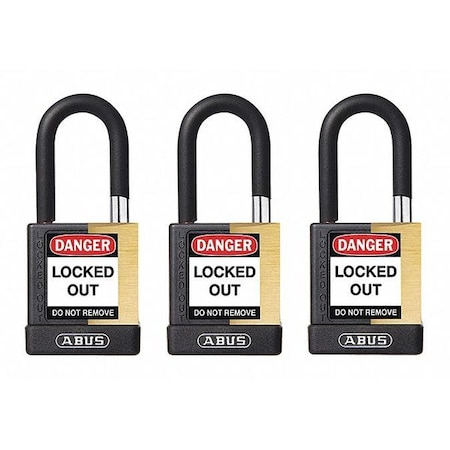 Keyed Padlock, Open, Rectangular Steel Body, Hardened Steel Shackle, 3/4 in W, 3 PK MPN:20144