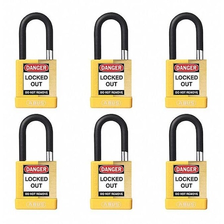 Keyed Padlock, Open, Rectangular Steel Body, Hardened Steel Shackle, 3/4 in W, 6 PK MPN:20152