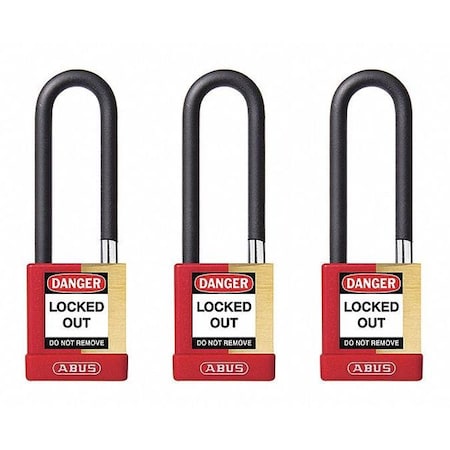 Keyed Padlock, Open, Rectangular Steel Body, Hardened Steel Shackle, 3/4 in W, 3 PK MPN:20157