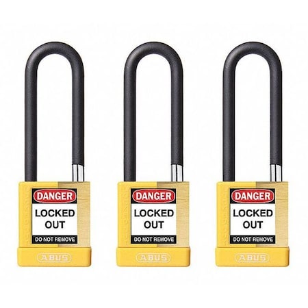 Keyed Padlock, Open, Rectangular Steel Body, Hardened Steel Shackle, 3/4 in W, 3 PK MPN:20158