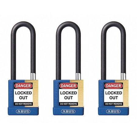 Keyed Padlock, Open, Rectangular Steel Body, Hardened Steel Shackle, 3/4 in W, 3 PK MPN:20160