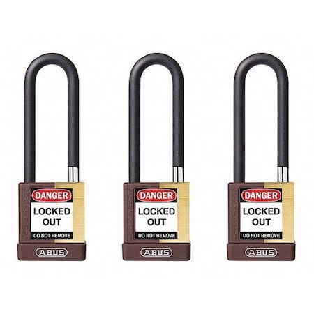 Keyed Padlock, Open, Rectangular Steel Body, Hardened Steel Shackle, 3/4 in W, 3 PK MPN:20161