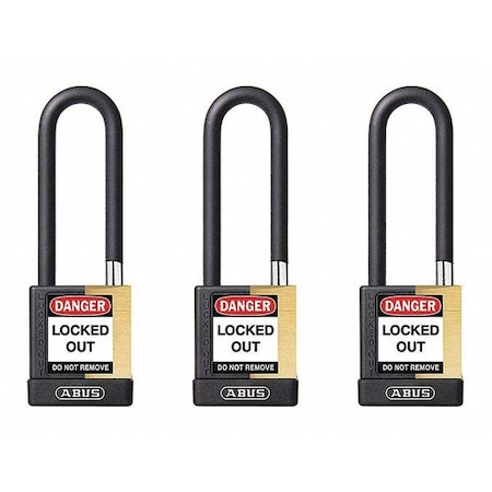 Keyed Padlock, Open, Rectangular Steel Body, Hardened Steel Shackle, 3/4 in W, 3 PK MPN:20162