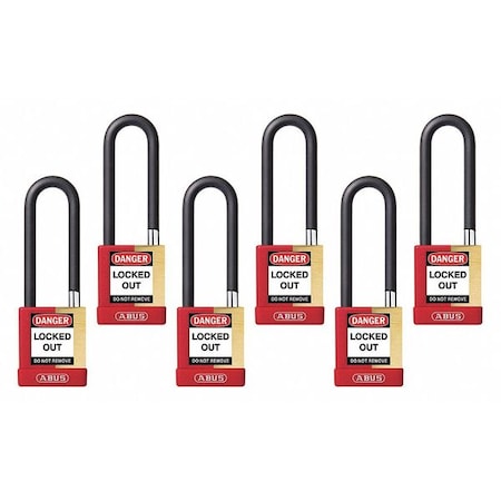 Keyed Padlock, Open, Rectangular Steel Body, Hardened Steel Shackle, 3/4 in W, 6 PK MPN:20166