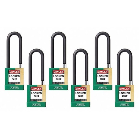 Keyed Padlock, Open, Rectangular Steel Body, Hardened Steel Shackle, 3/4 in W, 6 PK MPN:20168