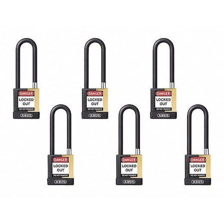Keyed Padlock, Open, Rectangular Steel Body, Hardened Steel Shackle, 3/4 in W, 6 PK MPN:20171