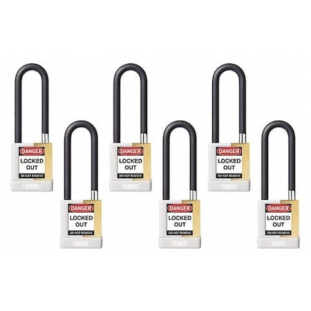 Keyed Padlock, Open, Rectangular Steel Body, Hardened Steel Shackle, 3/4 in W, 6 PK MPN:20172