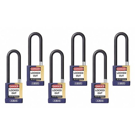 Keyed Padlock, Open, Rectangular Steel Body, Hardened Steel Shackle, 3/4 in W, 6 PK MPN:20173