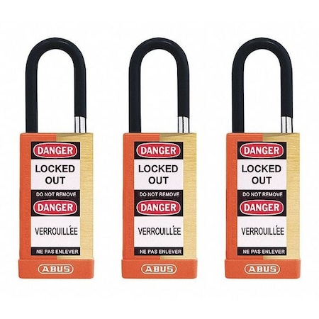 Keyed Padlock, Open, Rectangular Steel Body, Hardened Steel Shackle, 3/4 in W, 3 PK MPN:20178