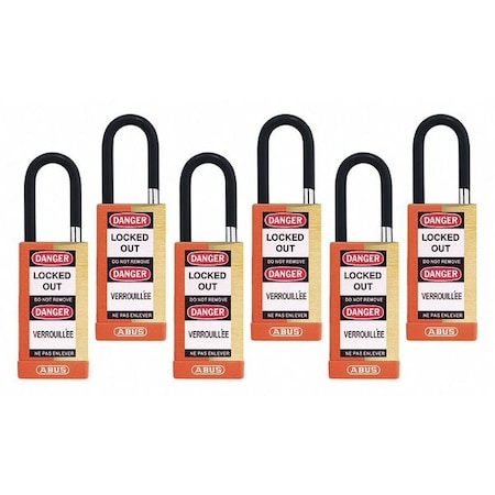 Keyed Padlock, Open, Rectangular Steel Body, Hardened Steel Shackle, 3/4 in W, 6 PK MPN:20187