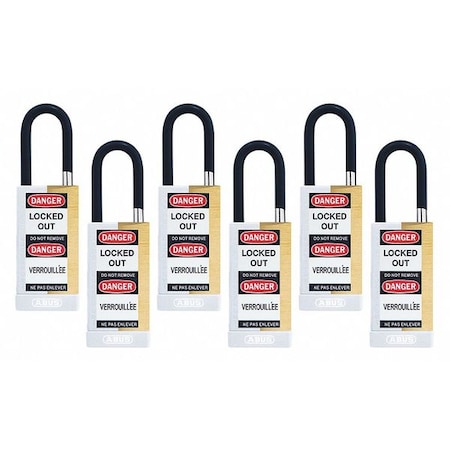 Keyed Padlock, Open, Rectangular Steel Body, Hardened Steel Shackle, 3/4 in W, 6 PK MPN:20191