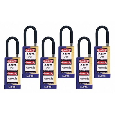 Keyed Padlock, Open, Rectangular Steel Body, Hardened Steel Shackle, 3/4 in W, 6 PK MPN:20192