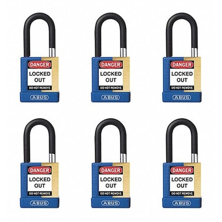 Keyed Padlock, Open, Rectangular Steel Body, Hardened Steel Shackle, 3/4 in W, 6 PK MPN:20193