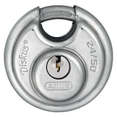 Padlock, Keyed Alike, Partially Hidden Shackle, Disc Stainless Steel Body, Stainless Steel Shackle MPN:24IB/50 KA