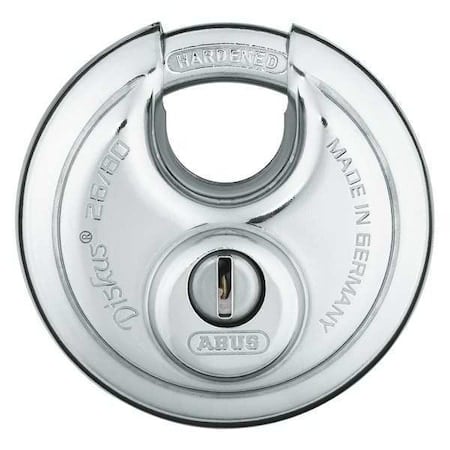 Padlock, Keyed Different, Partially Hidden Shackle, Disc Stainless Steel Body, Steel Shackle MPN:26/80 KD