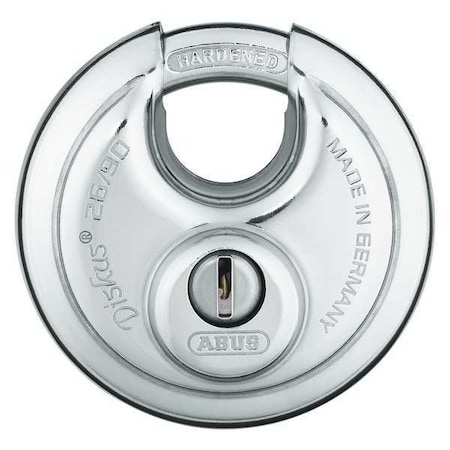 Padlock, Keyed Different, Partially Hidden Shackle, Disc Stainless Steel Body, Steel Shackle MPN:26/90 KD
