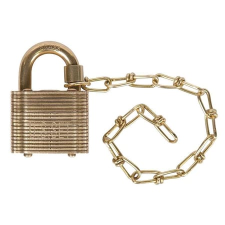 Padlock, Keyed Different, Standard Shackle, Square Brass Body, Brass Shackle, 3/4 in W MPN:41USG-MB/40 KD Chain
