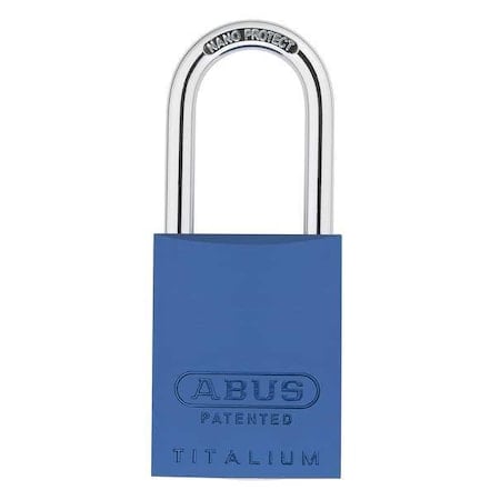Padlock, Keyed Alike, Long Shackle, Rectangular Aluminum Body, Steel Shackle, 1 in W MPN:83AL/40 (200) KA Blue