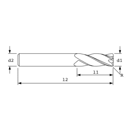 End Mill, STD, RD, 45Hlx, 5FL, 1/2