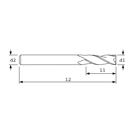 End Mill, XL Sq, 30Hl x 3Fl, 3/16