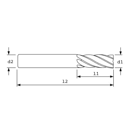 End Mill, XL, SQ, 45Hlx, 5FL, 5/8