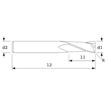 End Mill, Std Rad, 30Hl x3Fl, 3/8