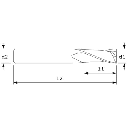 End Mill, Std Sq, 30Hlx, 2FL, 3/8