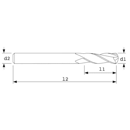 End Mill, Stub Ball, 38Hlx, 2FL, 5/16