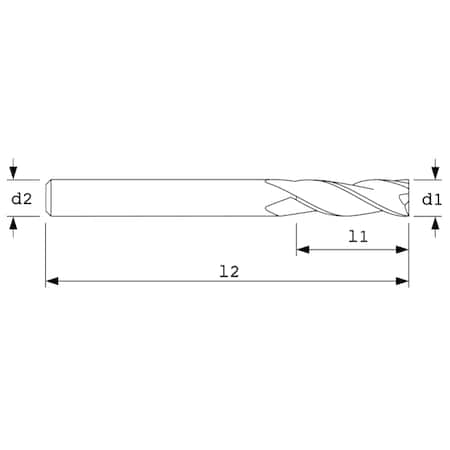End Mill, Stub Sq, 38Hlx, 2FL, 1